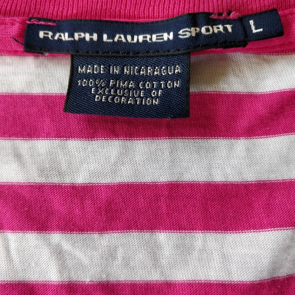 Ralph Lauren Sport v-neck pink stripe tee - Picture 4 of 5